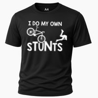 I Do My Own Stunts Funny Mountain Bike Biker Gift Cooling Performance Crew T-Shirt