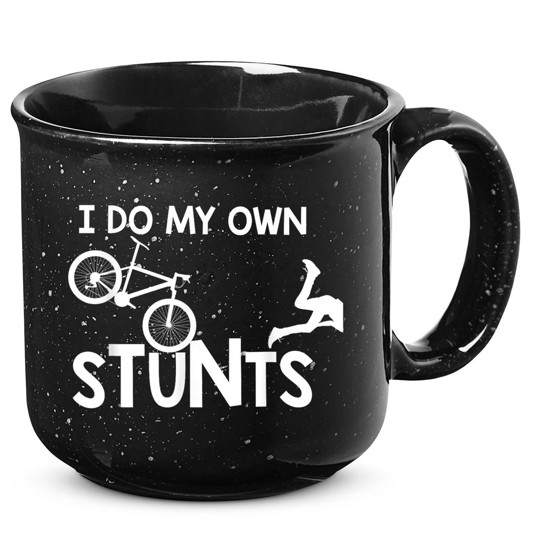 I Do My Own Stunts Funny Mountain Bike Biker Gift 15oz Campfire Ceramic Mug