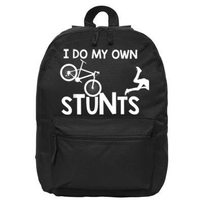 I Do My Own Stunts Funny Mountain Bike Biker Gift 16 in Basic Backpack