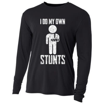 I Do My Own Stunts Get Well Gifts Funny Injury Hand Wrist Cooling Performance Long Sleeve Crew