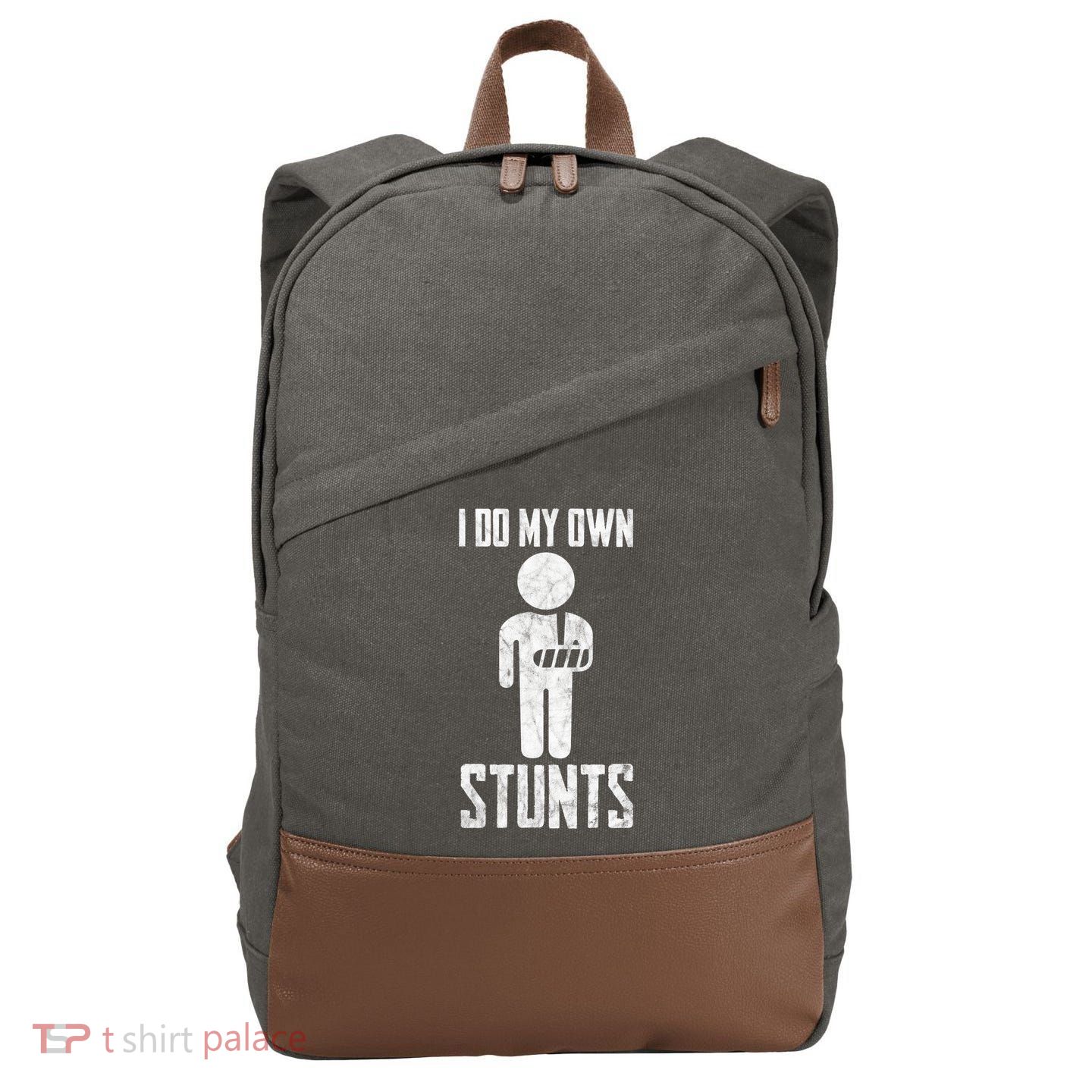 I Do My Own Stunts Get Well Gifts Funny Injury Hand Wrist Cotton Canvas Backpack