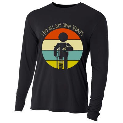 I Do My Own Stunts Get Well Gift Funny Injury Leg Gift Cooling Performance Long Sleeve Crew