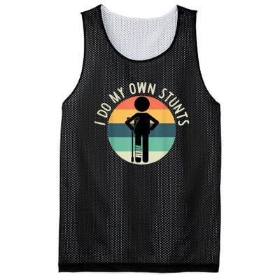 I Do My Own Stunts Get Well Gift Funny Injury Leg Mesh Reversible Basketball Jersey Tank