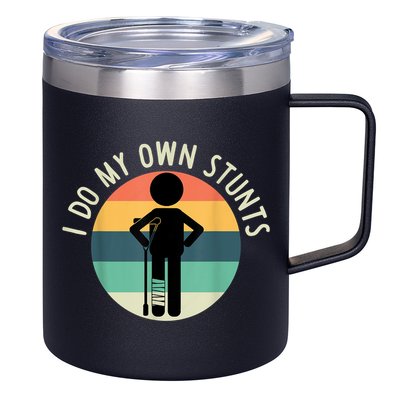 I Do My Own Stunts Get Well Gift Funny Injury Leg 12oz Stainless Steel Coffee Mug