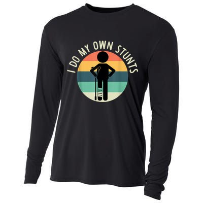 I Do My Own Stunts Get Well Gift Funny Injury Leg Cooling Performance Long Sleeve Crew