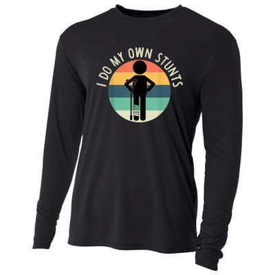 I Do My Own Stunts Get Well Gift Funny Injury Leg Cooling Performance Long Sleeve Crew