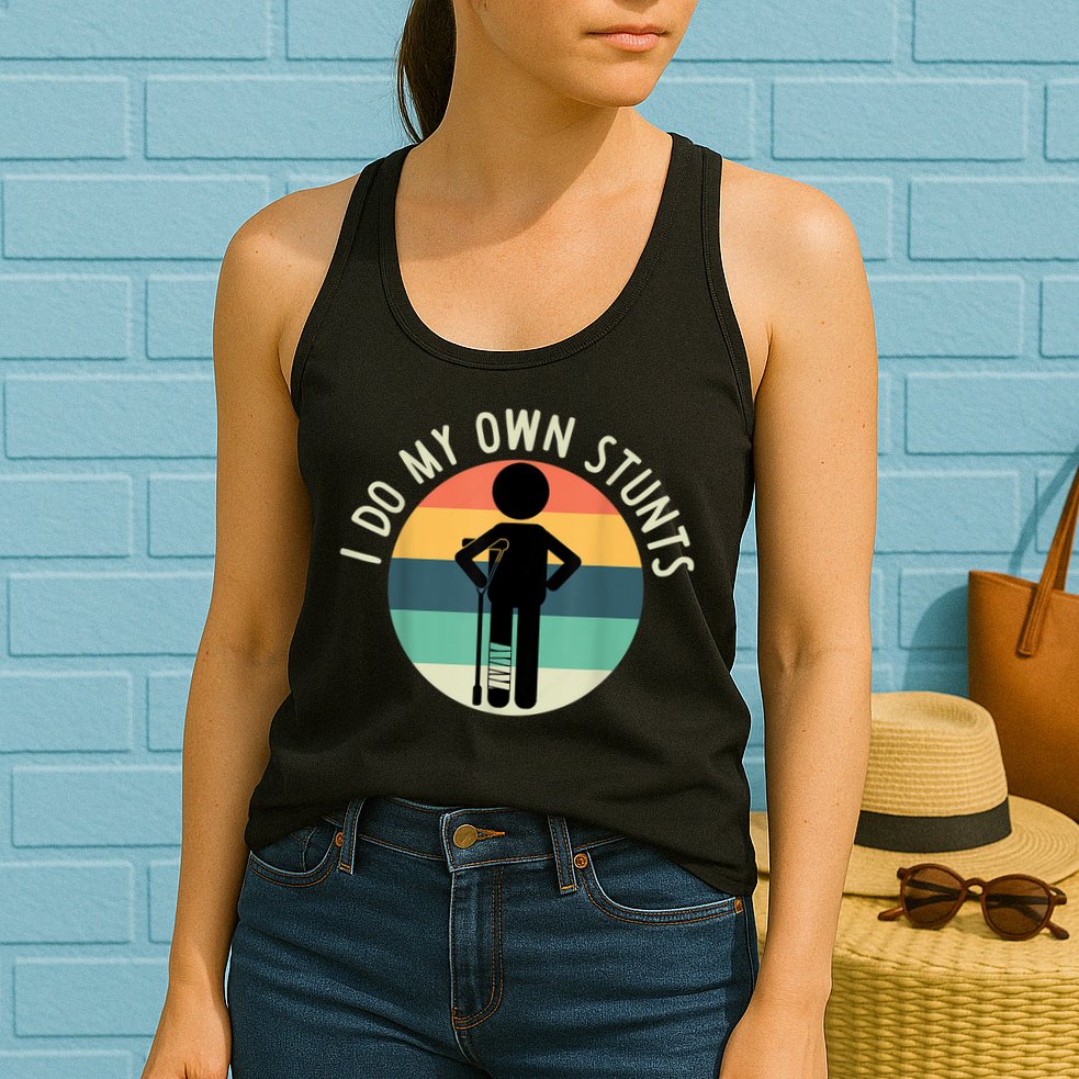 I Do My Own Stunts Get Well Gift Funny Injury Leg Womens Tank Top