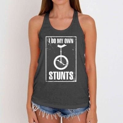 I Do My Own Stunts Bicycle Bike Accidents Broken Bone Injury Gift Women's Knotted Racerback Tank