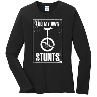 I Do My Own Stunts Bicycle Bike Accidents Broken Bone Injury Gift Ladies Long Sleeve Shirt