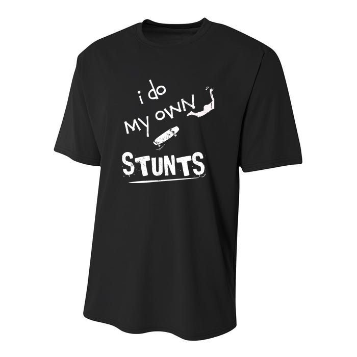 I Do My Own Stunts Funny Skiing Lover Gift Youth Performance Sprint T-Shirt