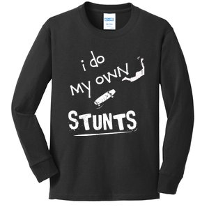 I Do My Own Stunts Funny Skiing Lover Gift Kids Long Sleeve Shirt