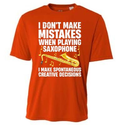 I Dont Make Mistakes When Playing Saxophone Funny Saxophone Marching Band Player Cooling Performance Crew T-Shirt