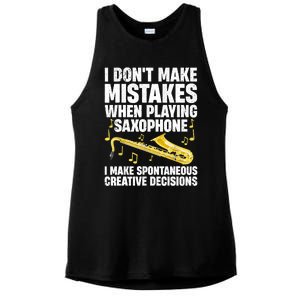 I Dont Make Mistakes When Playing Saxophone Funny Saxophone Marching Band Player Ladies PosiCharge Tri-Blend Wicking Tank