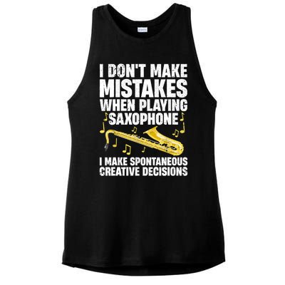 I Dont Make Mistakes When Playing Saxophone Funny Saxophone Marching Band Player Ladies PosiCharge Tri-Blend Wicking Tank