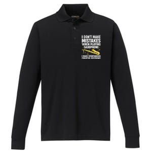 I Dont Make Mistakes When Playing Saxophone Funny Saxophone Marching Band Player Performance Long Sleeve Polo