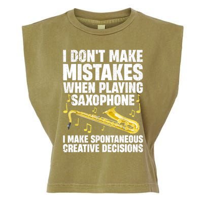 I Dont Make Mistakes When Playing Saxophone Funny Saxophone Marching Band Player Garment-Dyed Women's Muscle Tee