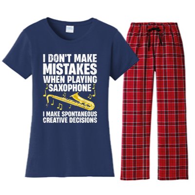 I Dont Make Mistakes When Playing Saxophone Funny Saxophone Marching Band Player Women's Flannel Pajama Set