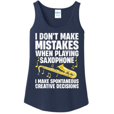 I Dont Make Mistakes When Playing Saxophone Funny Saxophone Marching Band Player Ladies Essential Tank