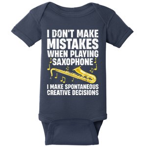 I Dont Make Mistakes When Playing Saxophone Funny Saxophone Marching Band Player Baby Bodysuit