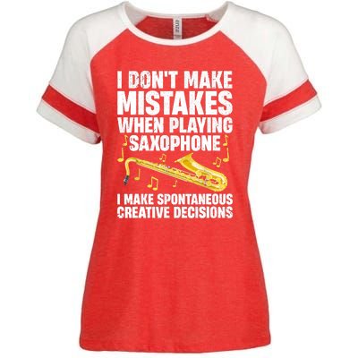 I Dont Make Mistakes When Playing Saxophone Funny Saxophone Marching Band Player Enza Ladies Jersey Colorblock Tee