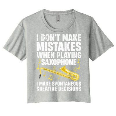 I Dont Make Mistakes When Playing Saxophone Funny Saxophone Marching Band Player Women's Crop Top Tee