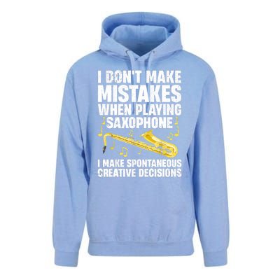 I Dont Make Mistakes When Playing Saxophone Funny Saxophone Marching Band Player Unisex Surf Hoodie