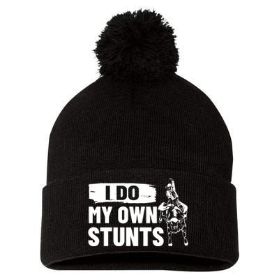 I Do My Own Stunts Funny Bull Fighting Lovers Costume Gift Pom Pom 12in Knit Beanie