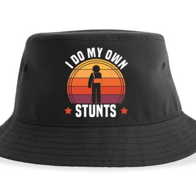 I Do My Own Stunts Funny Get Well Broken Arm Injury Sustainable Bucket Hat