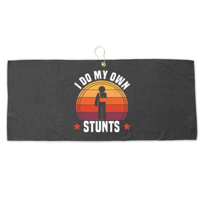 I Do My Own Stunts Funny Get Well Broken Arm Injury Large Microfiber Waffle Golf Towel