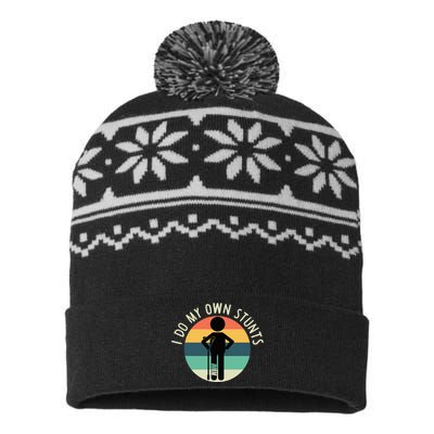 I Do My Own Stunts Get Well Gift USA-Made Snowflake Beanie