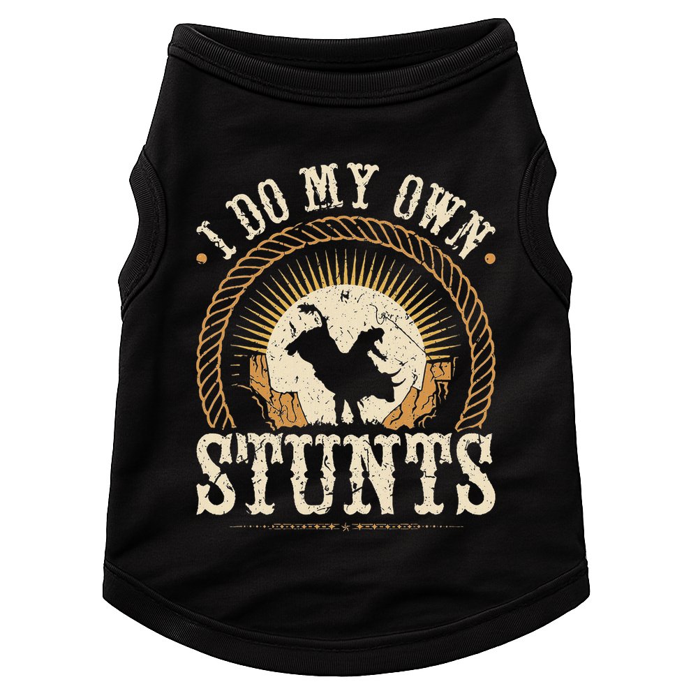 I Do My Own Stunts Bull Riding Rodeo Cowboy Bull Rider Doggie Tank