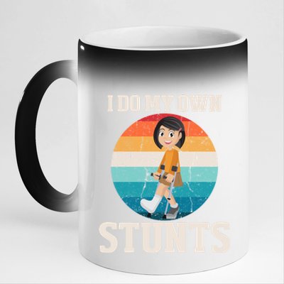 I Do My Own Stunts Broken Leg Get Well Soon Recovery Gift 11oz Black Color Changing Mug