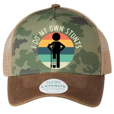 I Do My Own Stunts Get Well Gift Funny Injury Leg Legacy Tie Dye Trucker Hat