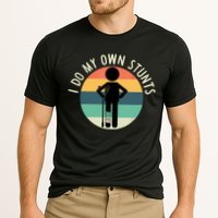 I Do My Own Stunts Get Well Gift Funny Injury Leg Cooling Performance Crew T-Shirt