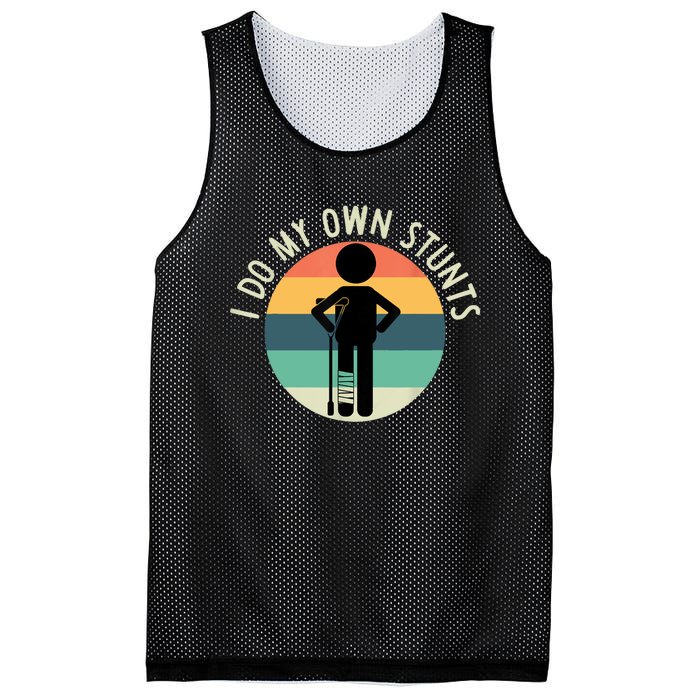 I Do My Own Stunts Get Well Gift Funny Injury Leg Mesh Reversible Basketball Jersey Tank