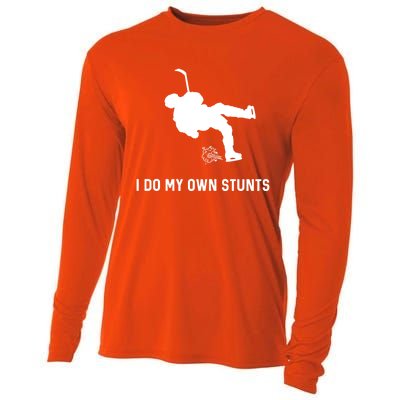 I Do My Own Stunts Hockey Funny Hockey Player Gift Cooling Performance Long Sleeve Crew