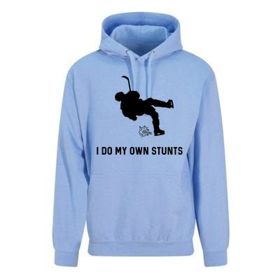 I Do My Own Stunts Hockey Funny Hockey Player Gift Unisex Surf Hoodie