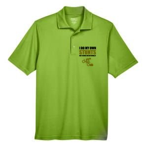 I Do My Own Stunts But Never Intentionally Funny Bike Lover Gift Men's Origin Performance Pique Polo