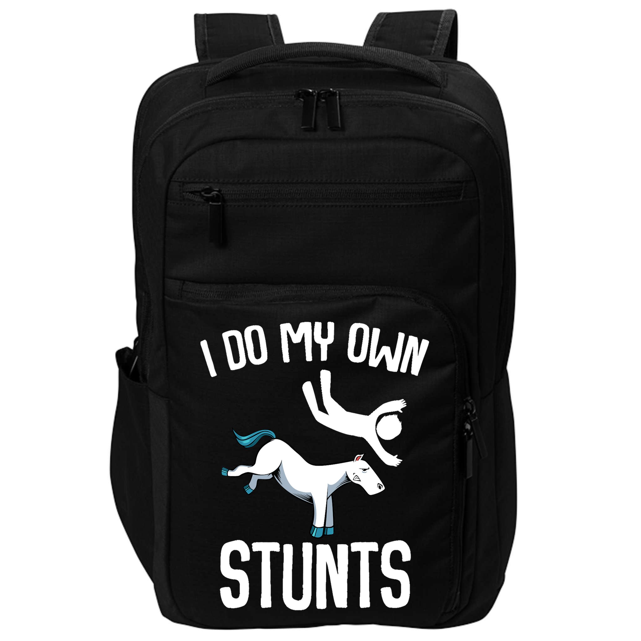 I Do My Own Stunts Get Well Gifts Funny Horse Riders Animal Impact Tech Backpack