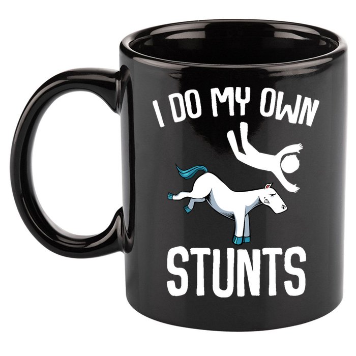 I Do My Own Stunts Get Well Gifts Funny Horse Riders Animal 11oz C Handle Ceramic Mug