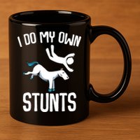 I Do My Own Stunts Get Well Gifts Funny Horse Riders Animal 11oz C Handle Ceramic Mug