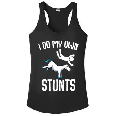 I Do My Own Stunts Get Well Gifts Funny Horse Riders Animal Ladies PosiCharge Competitor Racerback Tank
