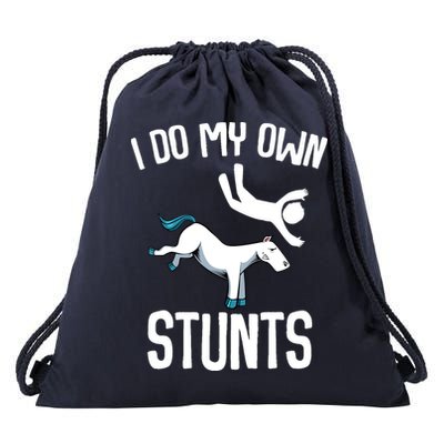I Do My Own Stunts Get Well Gifts Funny Horse Riders Animal Drawstring Bag