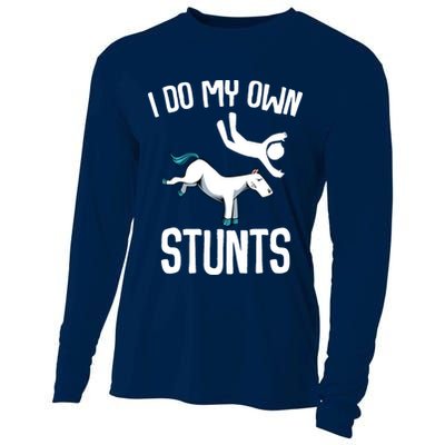 I Do My Own Stunts Get Well Gifts Funny Horse Riders Animal Cooling Performance Long Sleeve Crew
