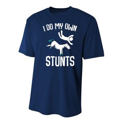 I Do My Own Stunts Get Well Gifts Funny Horse Riders Animal Youth Performance Sprint T-Shirt