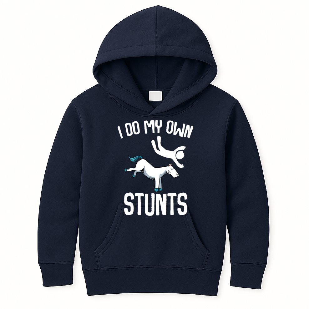 I Do My Own Stunts Get Well Gifts Funny Horse Riders Animal Kids Hoodie