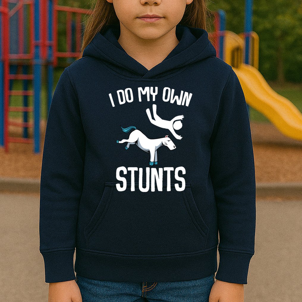 I Do My Own Stunts Get Well Gifts Funny Horse Riders Animal Kids Hoodie