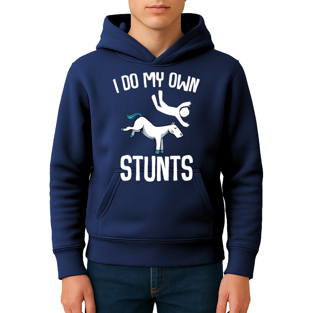 I Do My Own Stunts Get Well Gifts Funny Horse Riders Animal Kids Hoodie