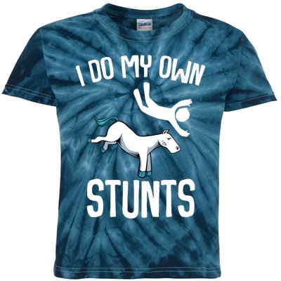 I Do My Own Stunts Get Well Gifts Funny Horse Riders Animal Kids Tie-Dye T-Shirt