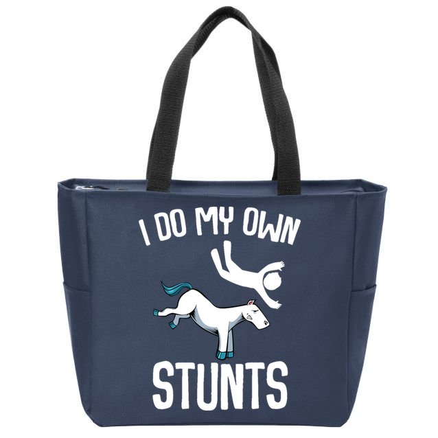 I Do My Own Stunts Get Well Gifts Funny Horse Riders Animal Zip Tote Bag